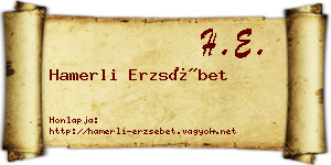 Hamerli Erzsébet névjegykártya