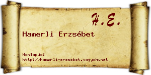 Hamerli Erzsébet névjegykártya